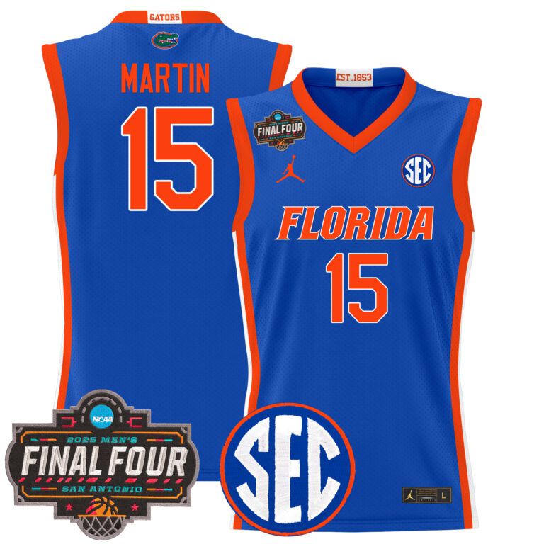 Men Florida Gators #15 Martin blue 2025 Final Four Patch NCAA Jersey style 4